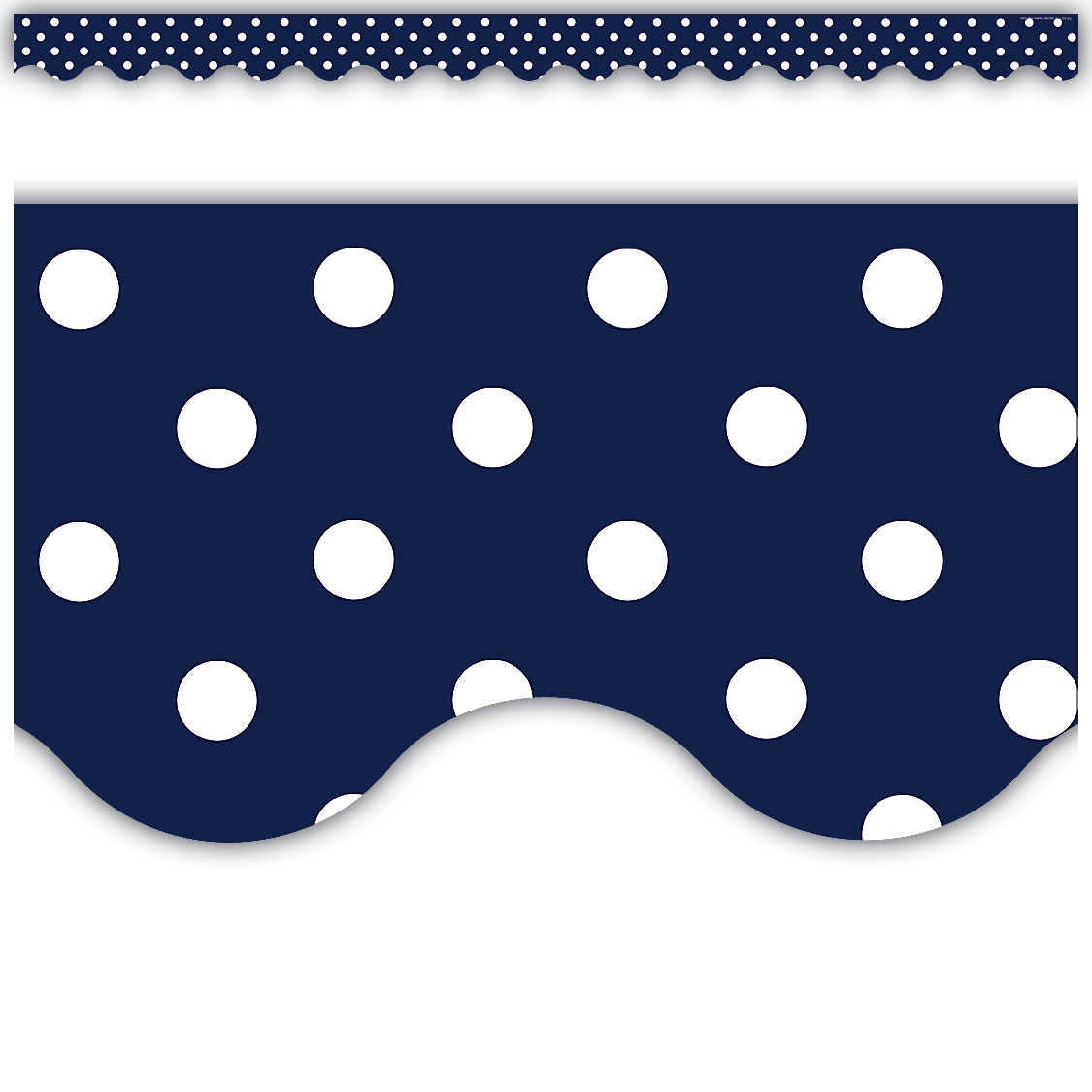 Navy Polka Dots Scalloped Border Trim TCR5432 Teacher Created Resources