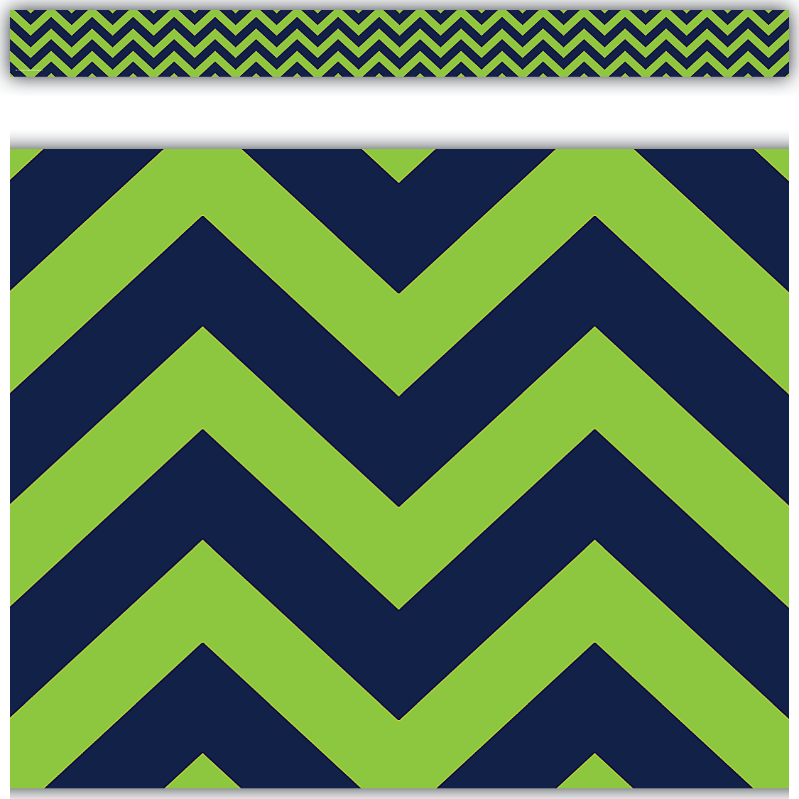 Navy & Lime Chevron Straight Border Trim TCR5542 Teacher Created