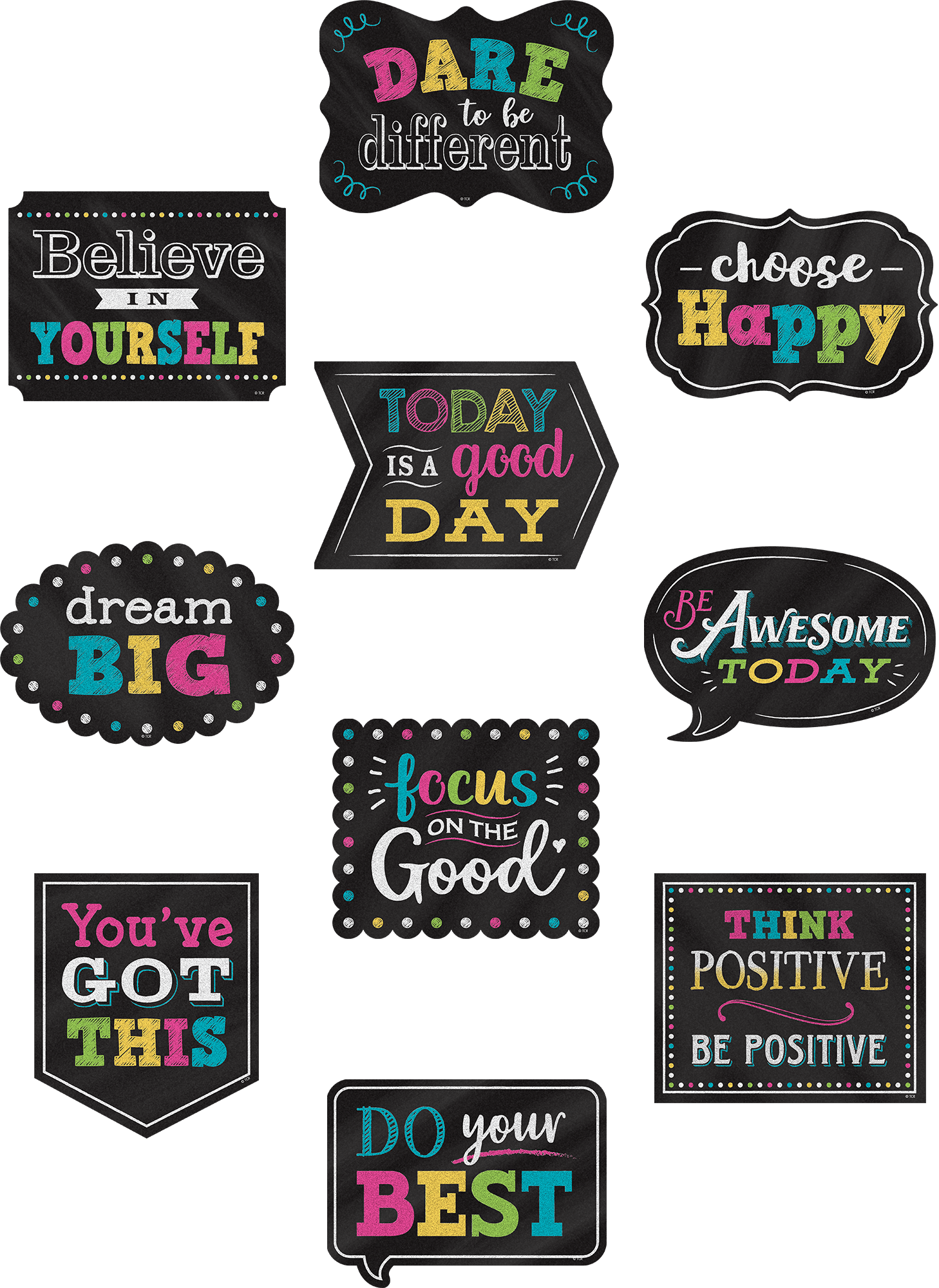 Chalkboard Brights Positive Sayings Accents TCR5576 Teacher Created