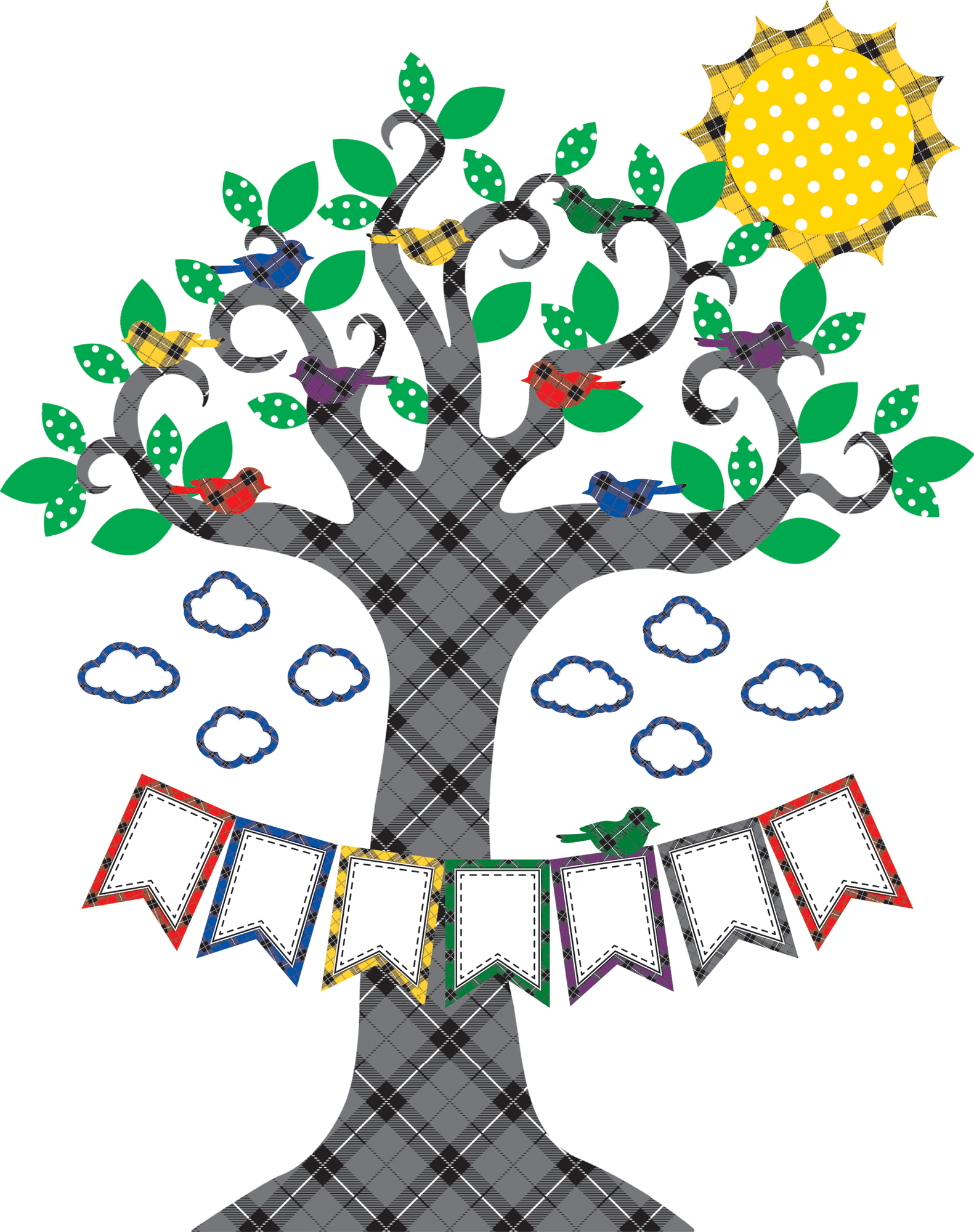 Plaid Tree Bulletin Board TCR5848 Teacher Created Resources
