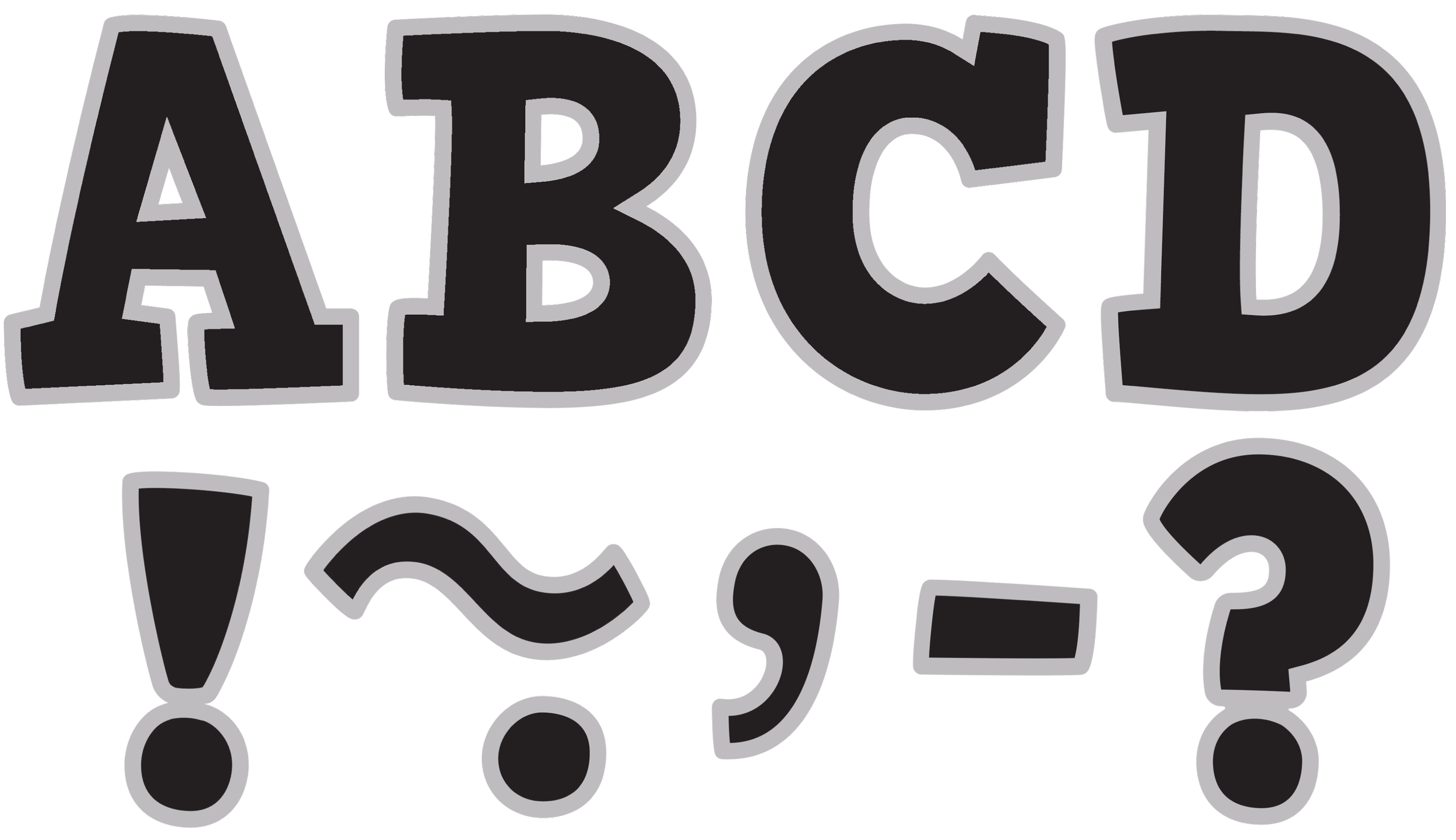 Black & Silver Bold Block 3" Letters TCR77266 Teacher Created Resources