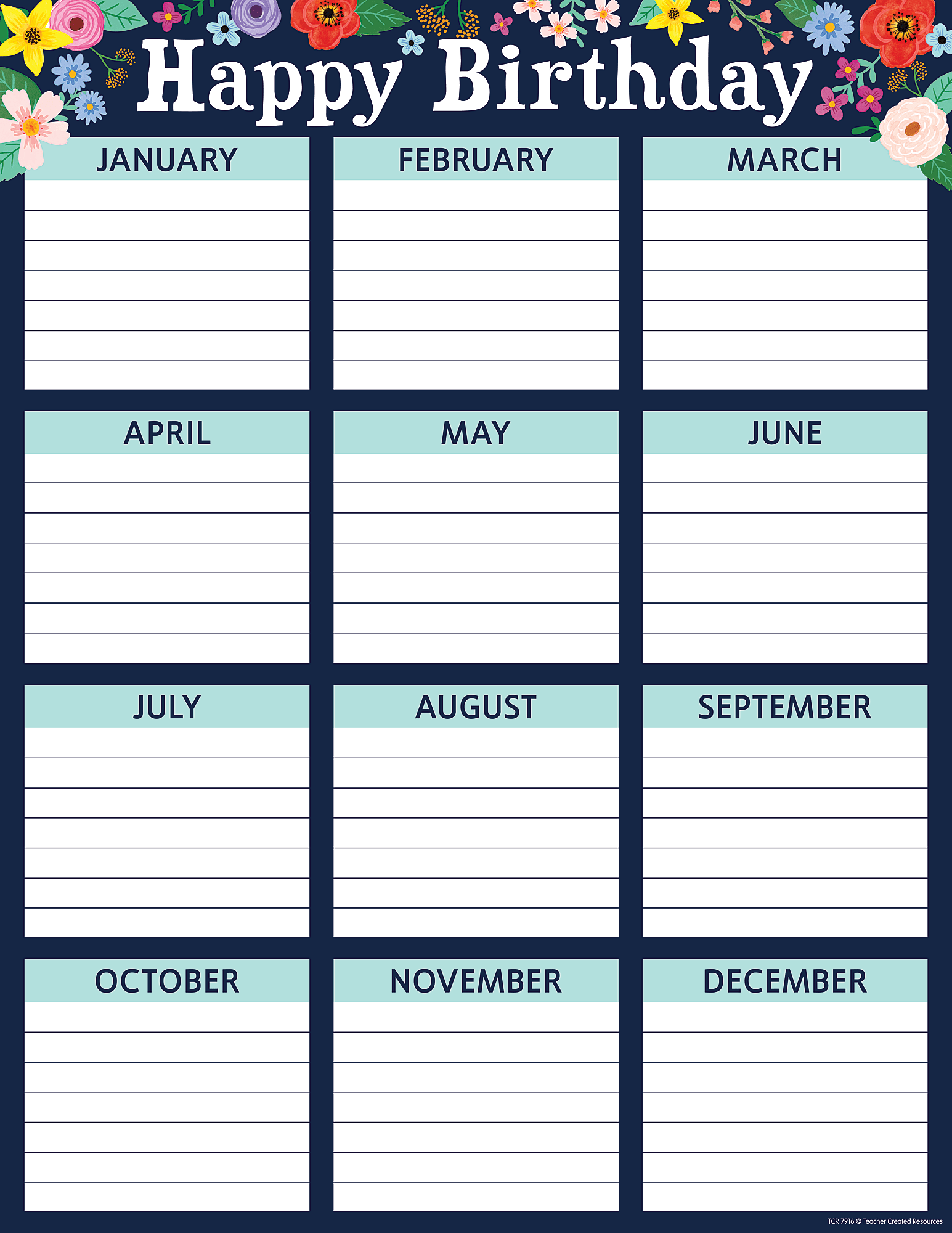 Wildflowers Happy Birthday Chart - TCR7916 | Teacher Created Resources