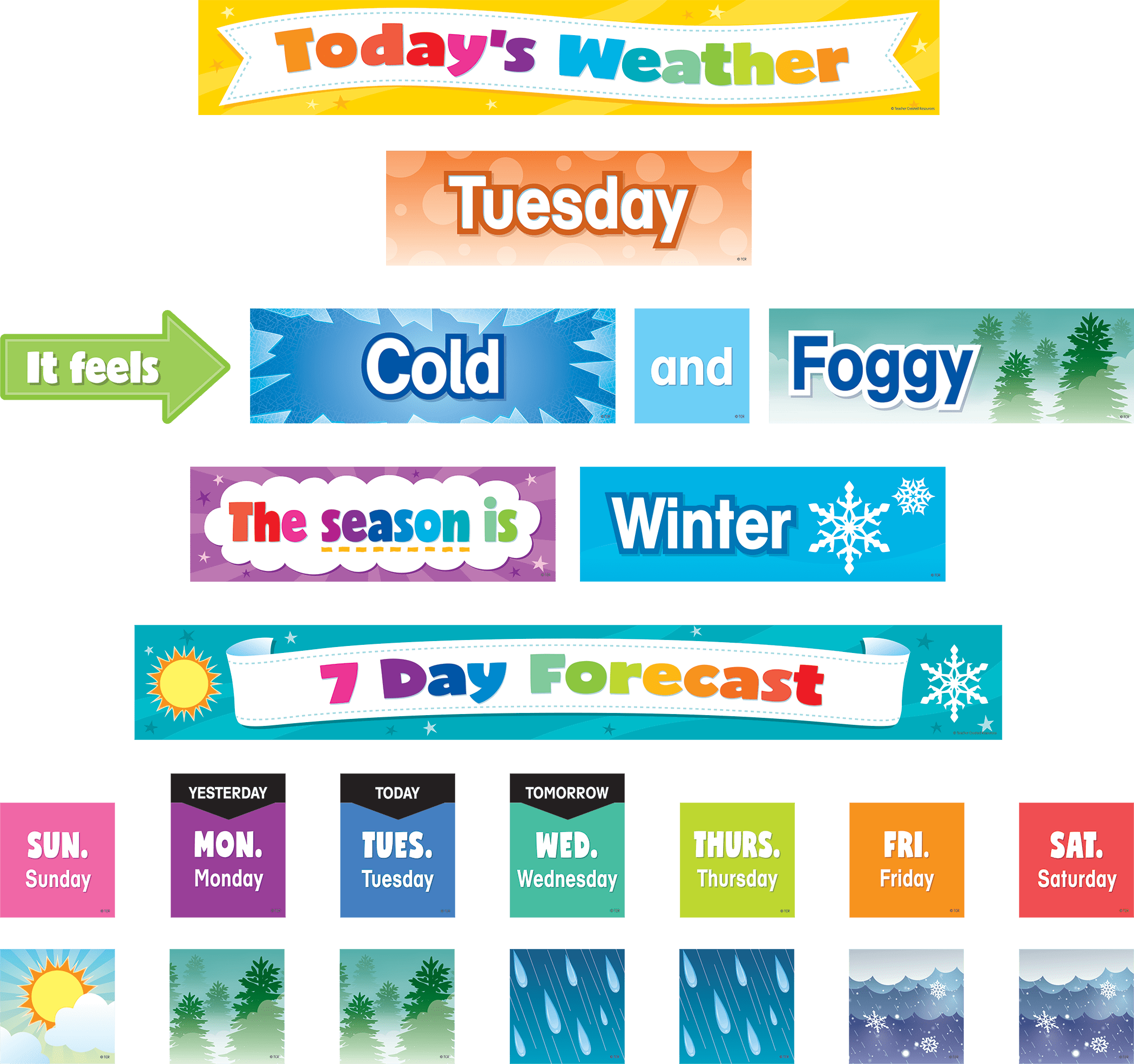 Colorful Weather Pocket Chart Cards TCR8346 Teacher Created Resources