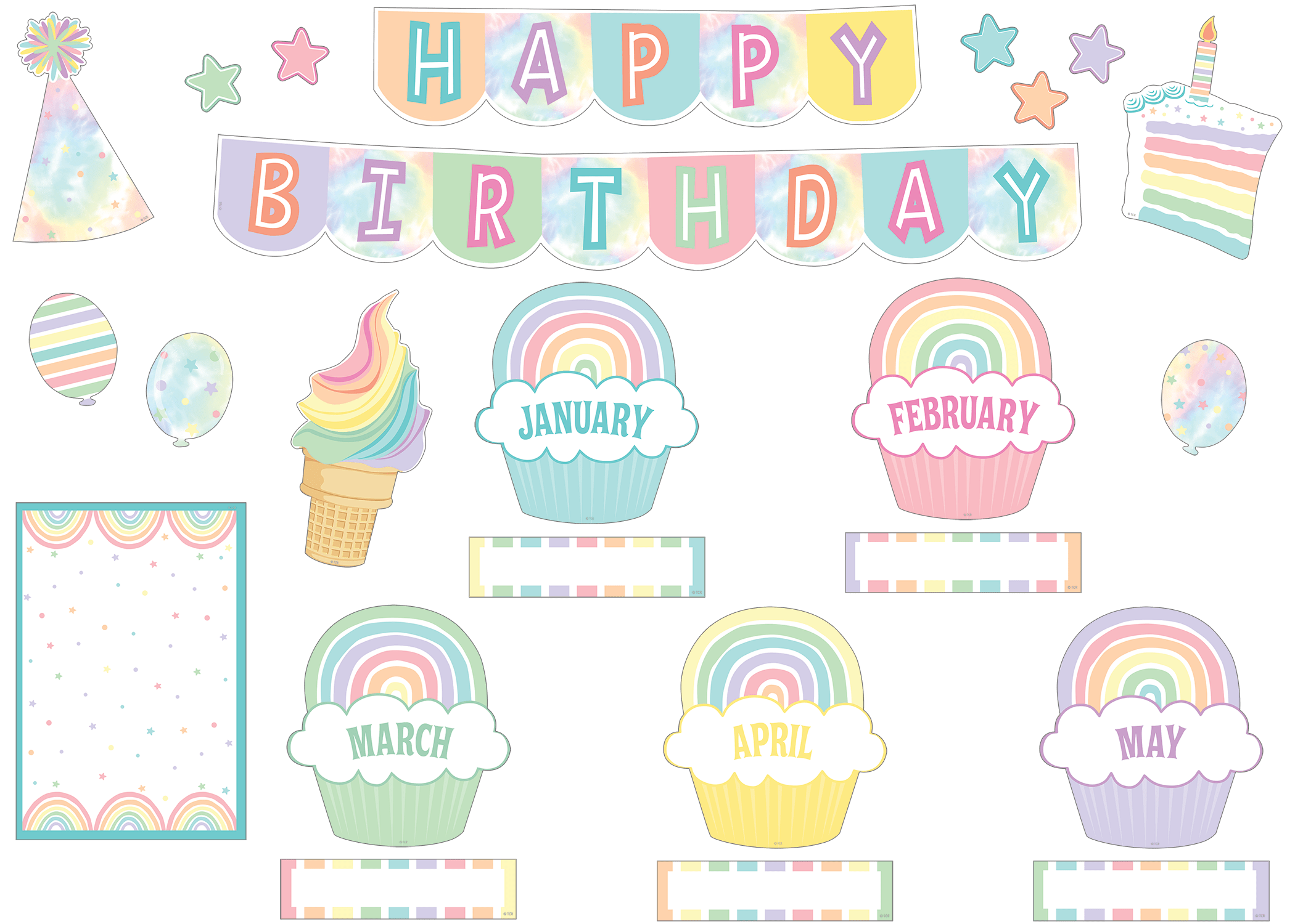 Pastel Pop Happy Birthday Mini Bulletin Board TCR8415 Teacher