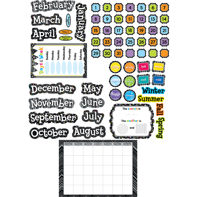 Black And White Calendar Set Bb Set Calendars Bulletin Boards
