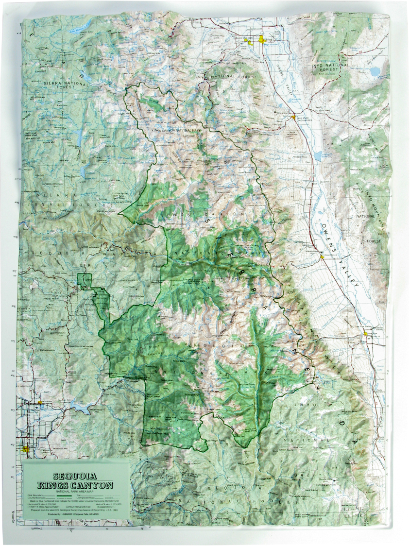 Hubbard Scientific Raised Relief Map SequoiaKings Canyon National