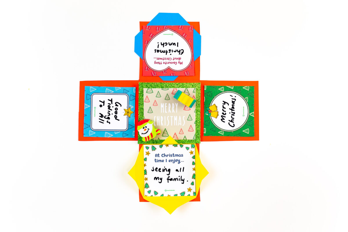 Christmas Explosion Box Decorative Square Templates Teach Starter
