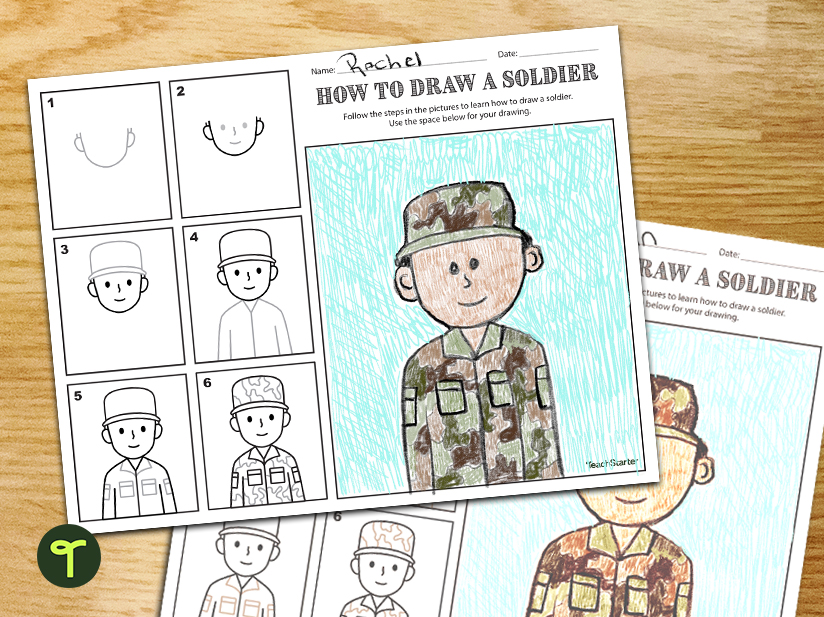 How to Draw a Soldier Directed Drawing Teach Starter