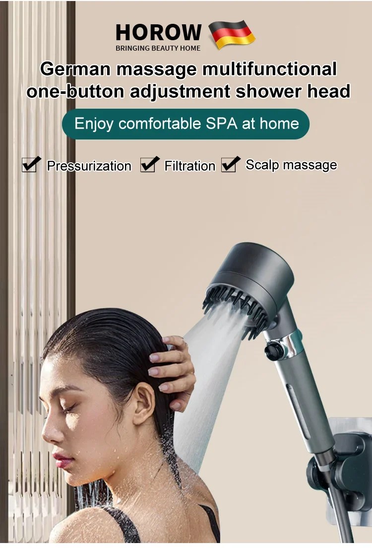 German massage multifunctional onebutton adjustment shower head Lulunami