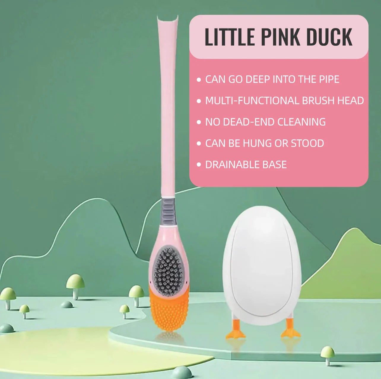 Diving duck toilet brush, soft and cute silicone wall toilet