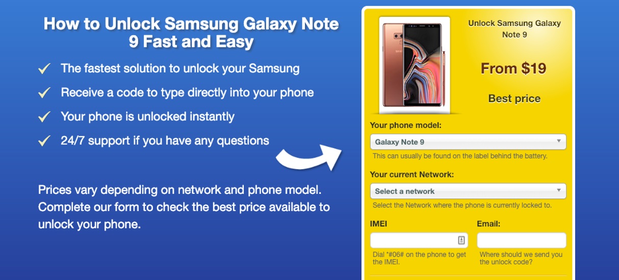 How to Unlock Samsung Galaxy NOTE 9 in Simple Steps