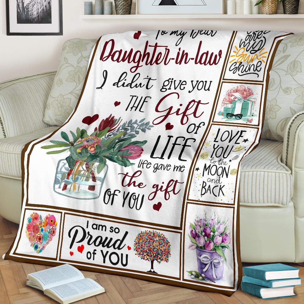 Daughter In Law Fleece Sherpa Throw Blanket TeeUni