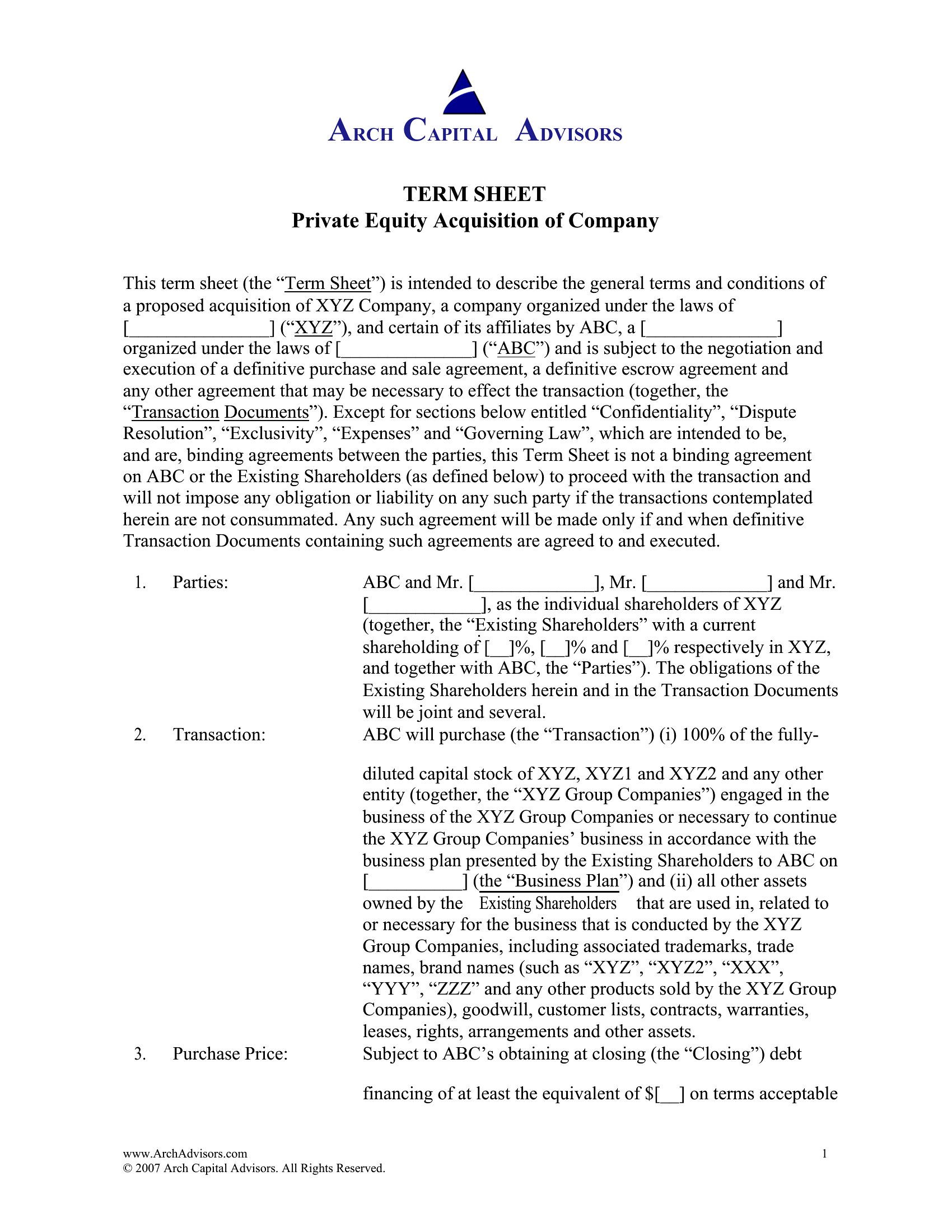 Term Sheet - Template Spark...: Premium Template - Template Spark