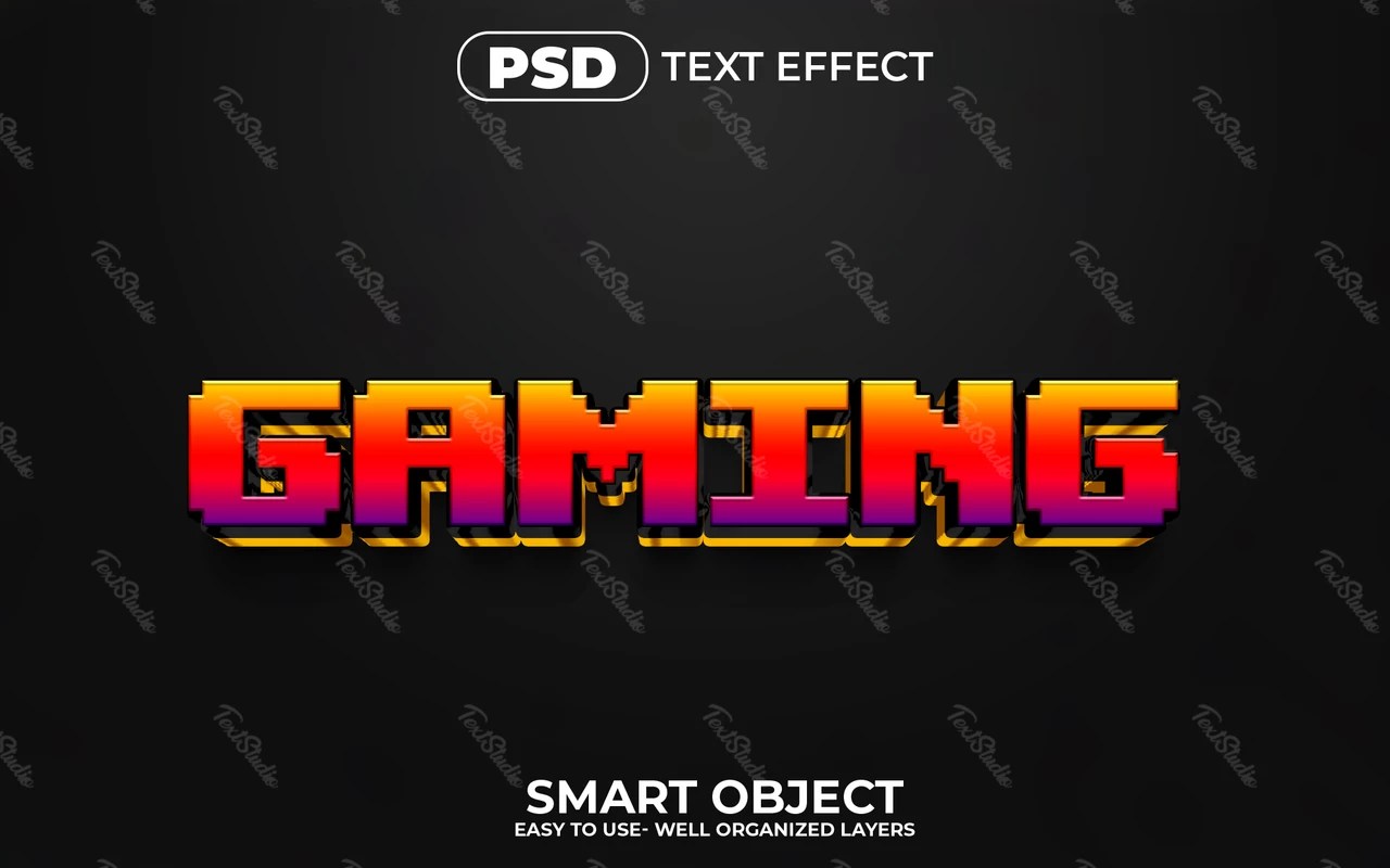 Retro Gaming Text Effect Free PSD File