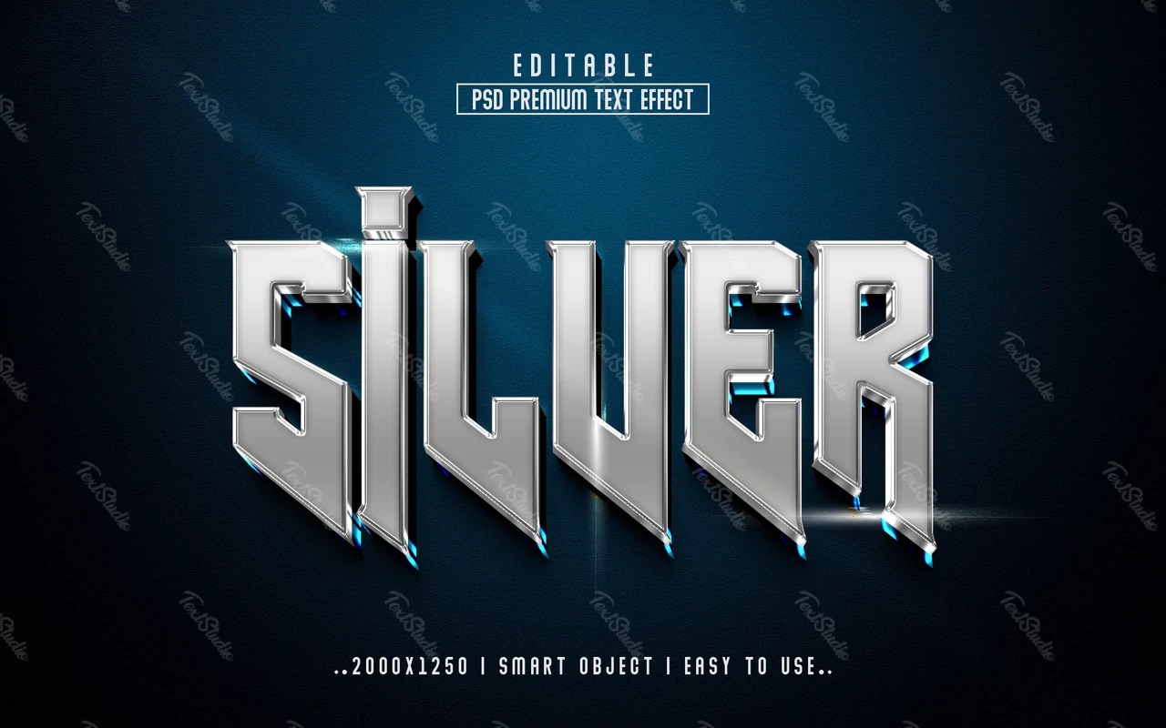 Silver Heavy Metal Text Effect PREMIUM PSD File