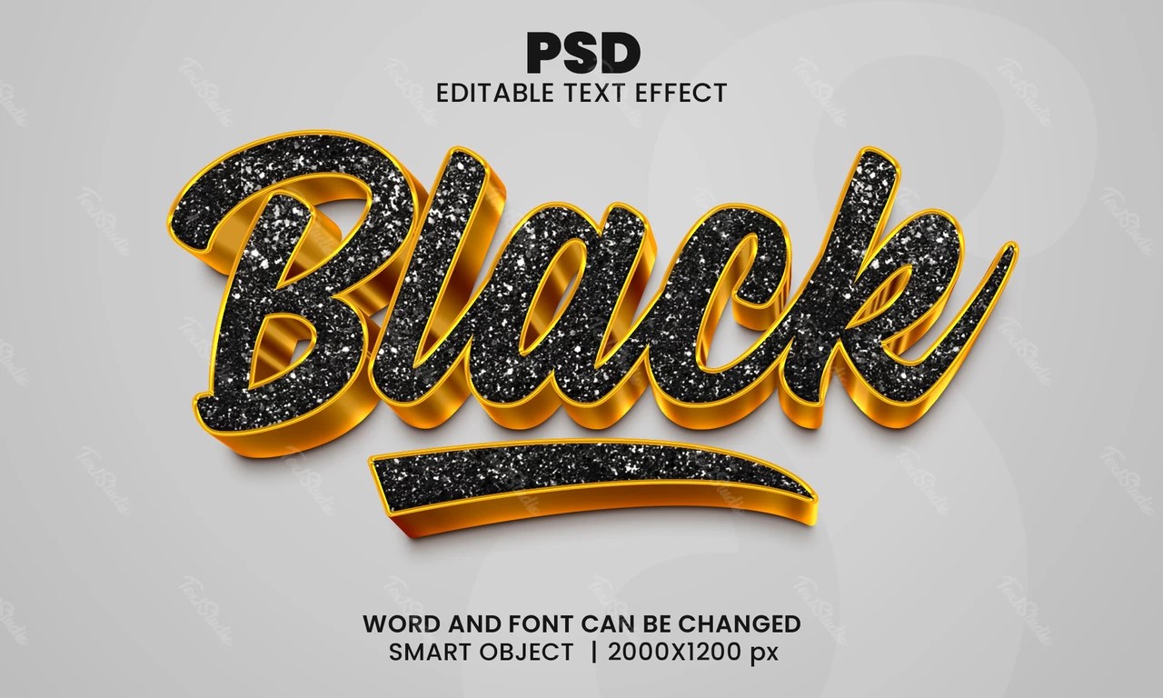Black Glitter Text Effect PREMIUM PSD File