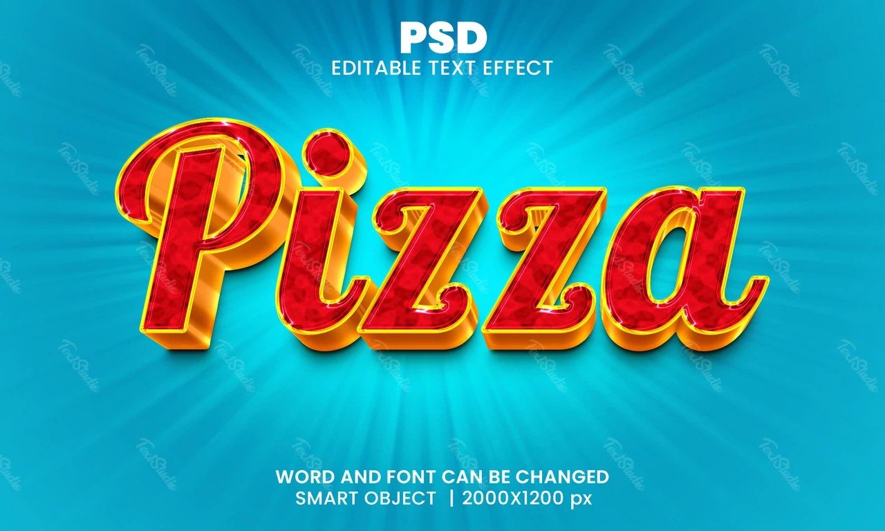 Pepperoni Pizza Text Effect PREMIUM PSD File