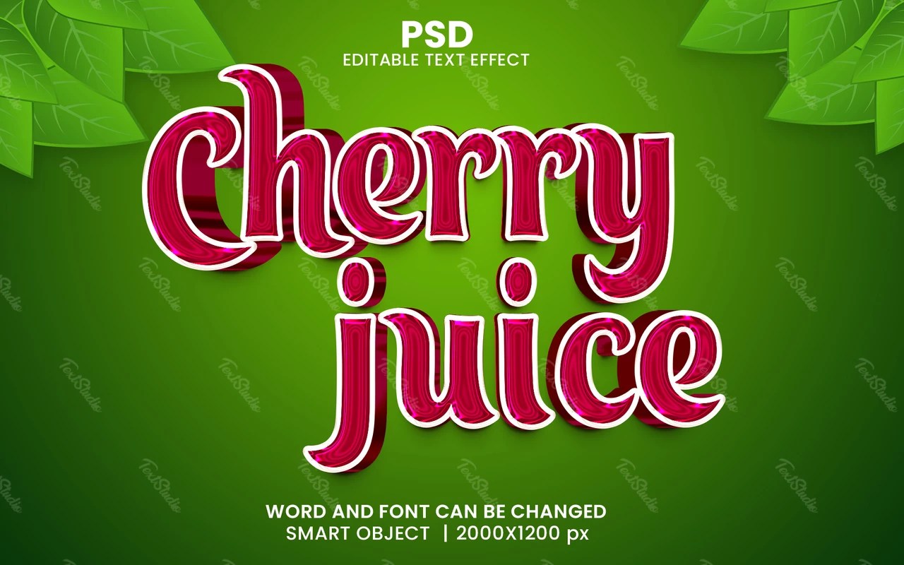 Cherry Juice Text Effect Free PSD File