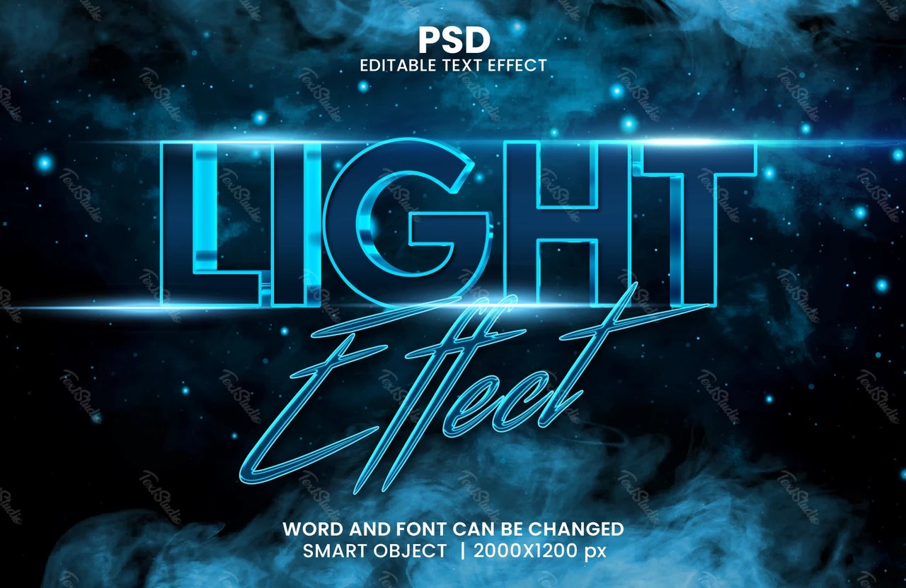 Light Effect Text Effect Free PSD File