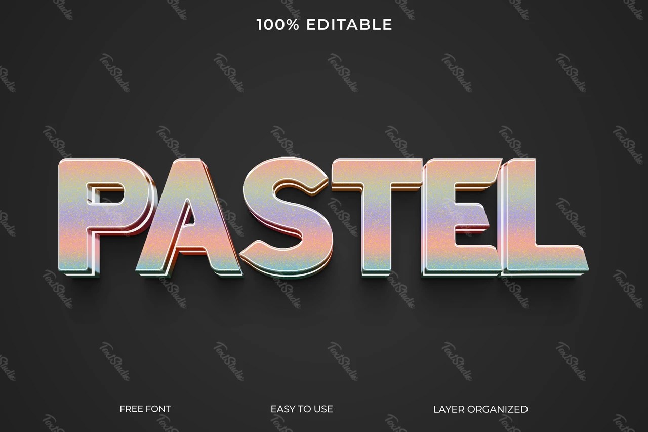 Pastel Gradient 3D Text Effect Fichier PSD PREMIUM TextStudio