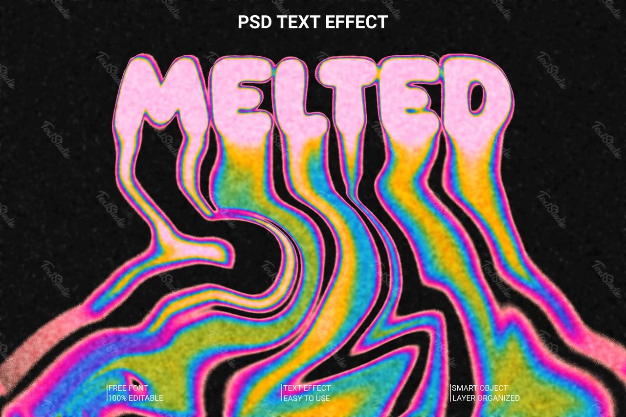 Melted Psychedelic Dripping Font Style Effect Free PSD File