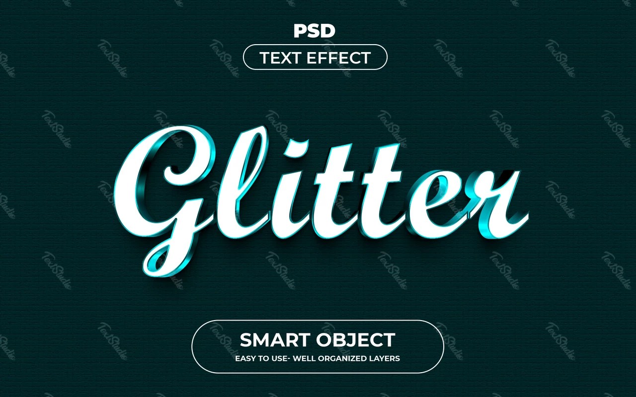 Glitter 3D Text Effect PREMIUM PSD File