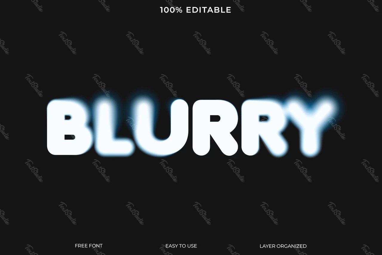 Blurry White Font Style Text Effect PREMIUM PSD File