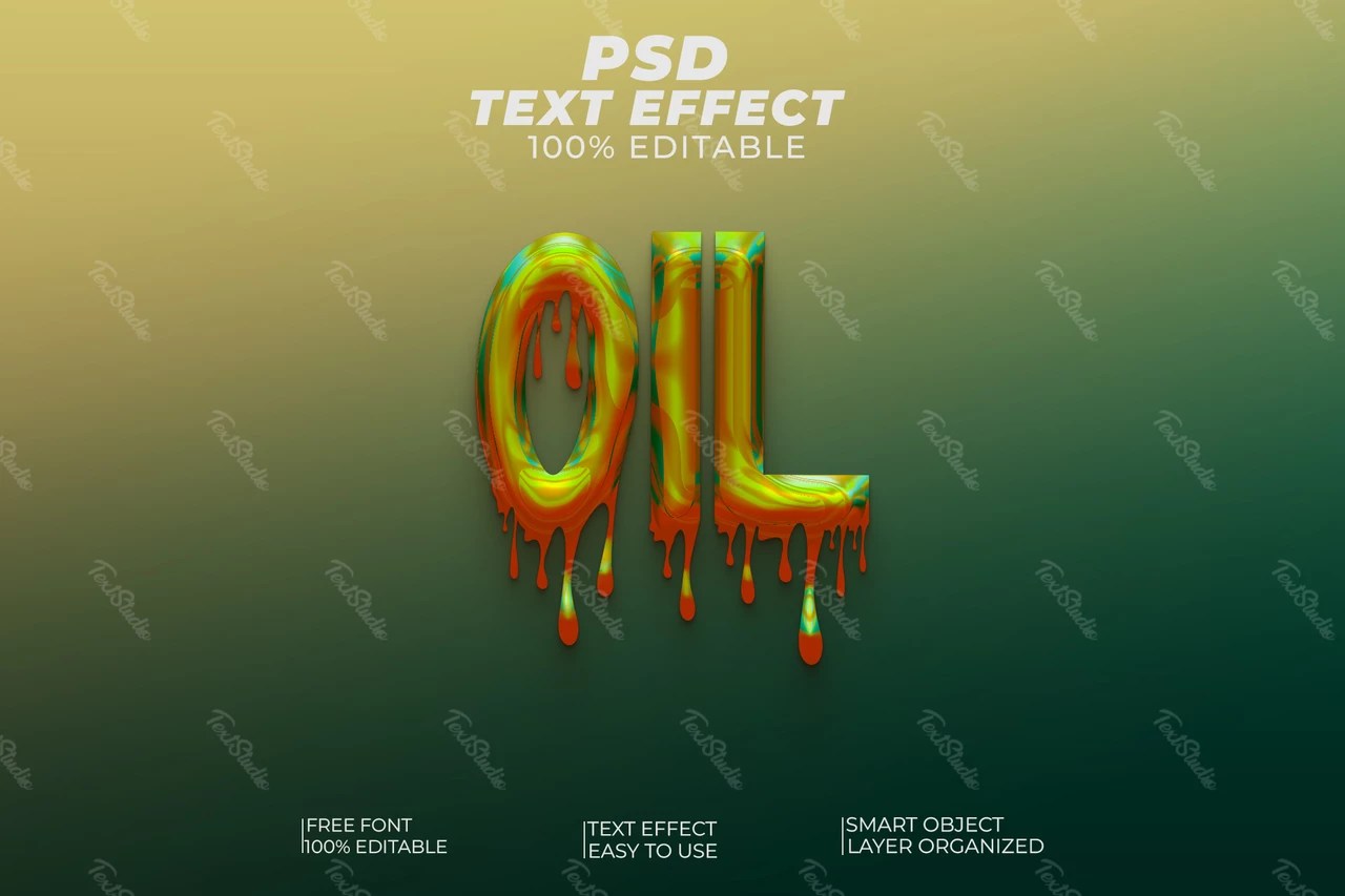 Oil Font Style Text Effect | Photoshop PREMIUM PSD File