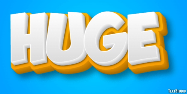Huge | 3D Amarillo Blanco | Generador de Efectos de Texto