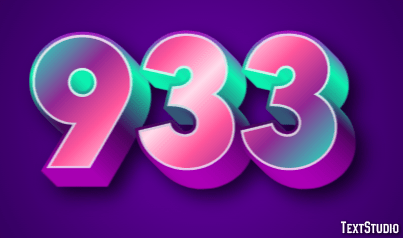 933 Text Effect and Logo Design Number