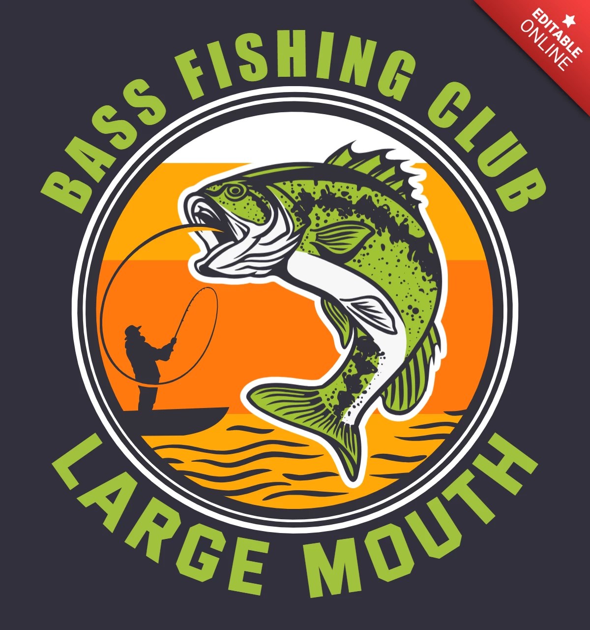 Large Mouth Bass Fishing Club Logo Design Template Free Design Template