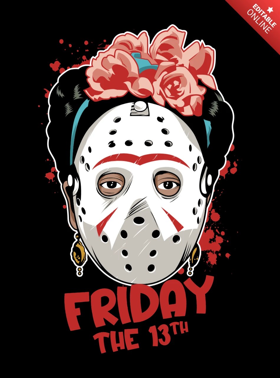 Friday The 13th Frida Kahlo Tshirt Design Template Free Design Template