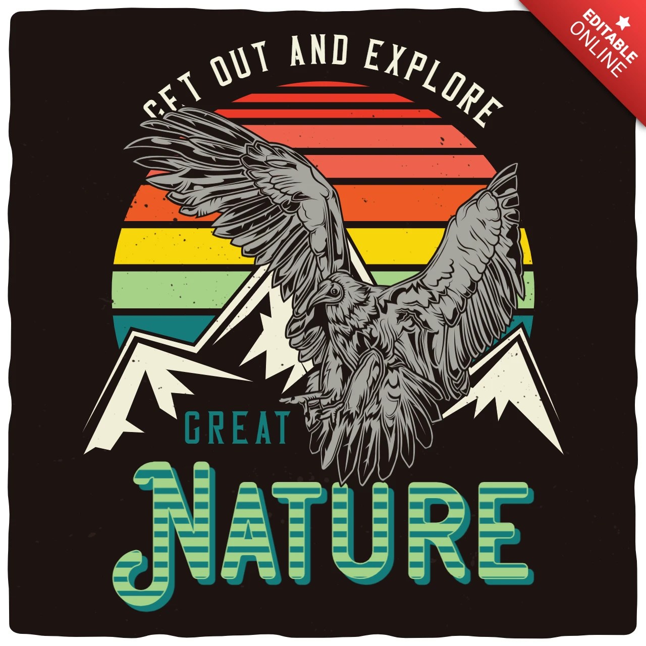 Explore Great Nature Vintage Tshirt Design Template Free Design Template