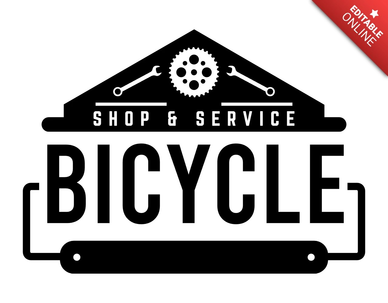 Bicycle Shop and Service Logo Design Template Black Free Design Template