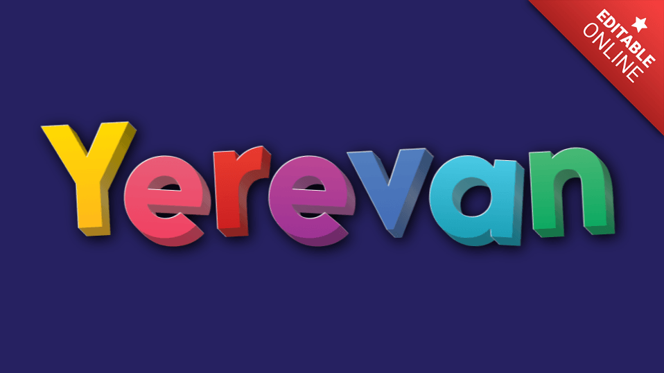 Yerevan Efeito Em 3D Para Crianças Gerador de efeitos de texto