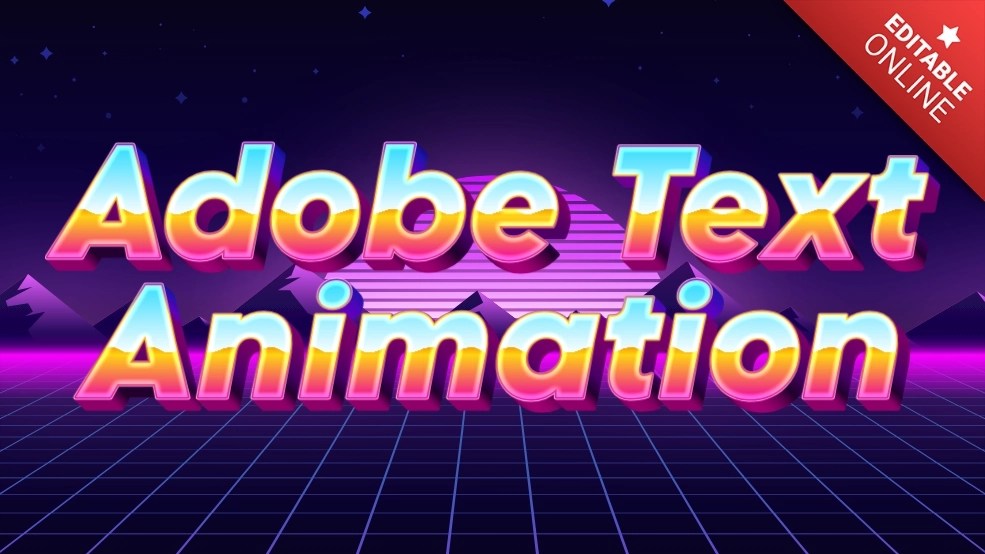 Adobe Text Animation Space Retro Text Effect Generator