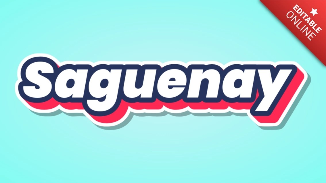 Saguenay Red Blue 3D Text Effect Generator