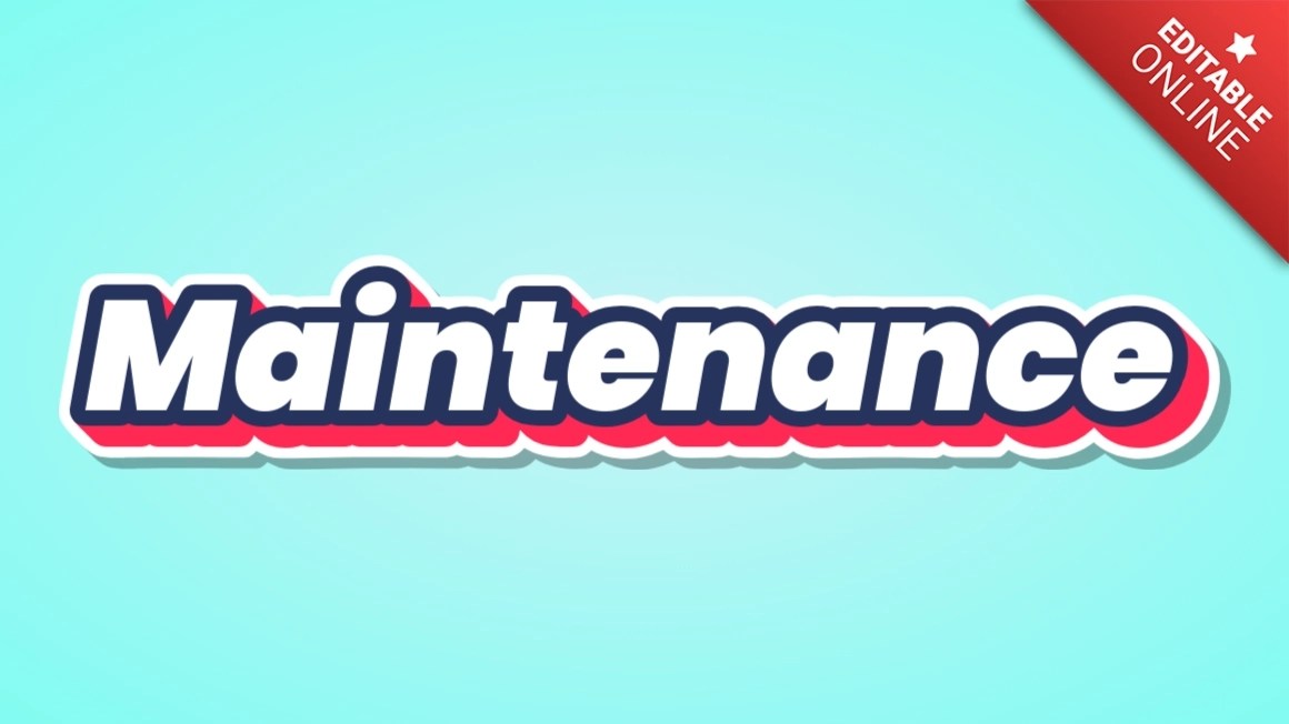 Maintenance Red Blue 3D Text Effect Generator