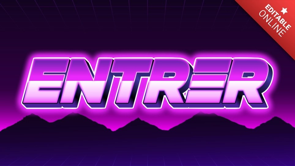 Entrer Synth Wave Retro Font Style Text Effect Generator