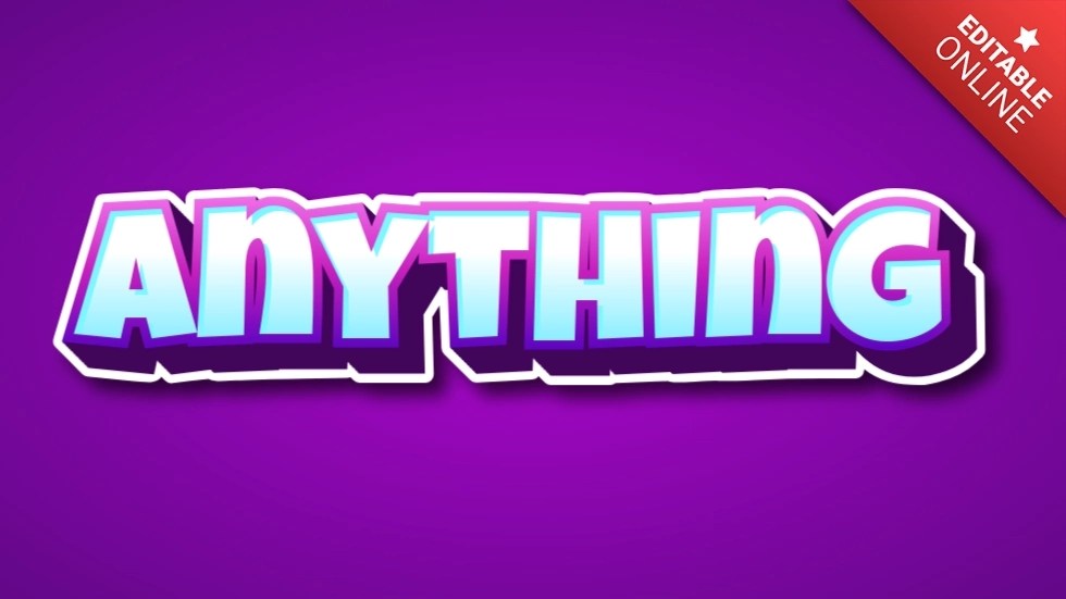 Anything Blue Pink And Purple 3D Cartoon Text Effect Generator