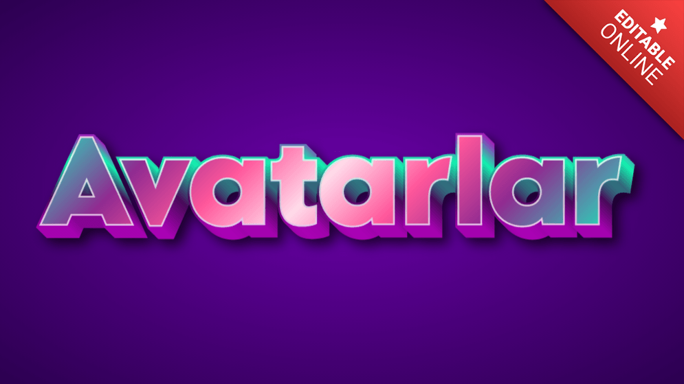 Avatarlar Purple, Green And Pink 3D Text Effect Generator