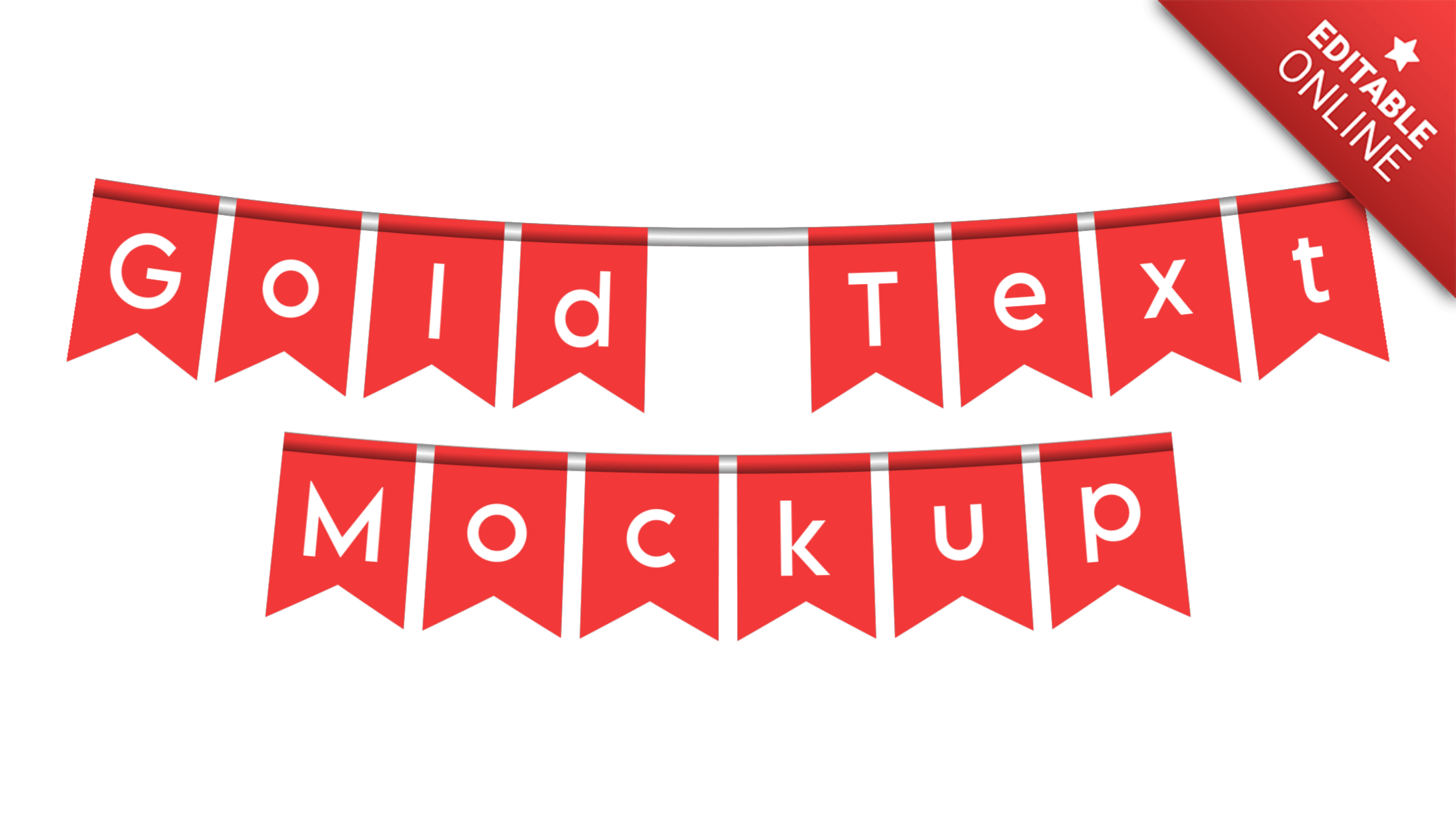 Gold Text Mockup Pennant Banner Lettering Text Effect Generator