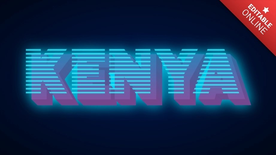 Kenya Blue 3D With Neon Text Effect Generator