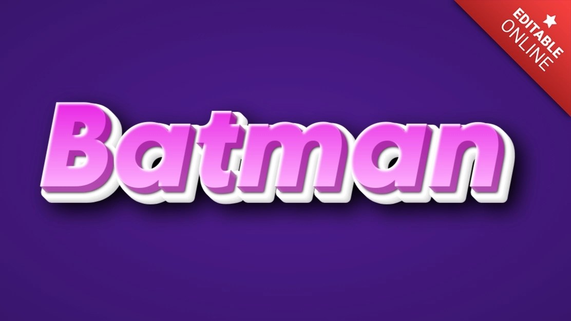 Batman 3D With Pink And White Gradient Text Effect Generator
