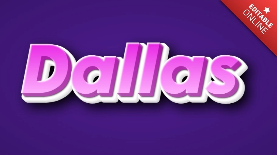 Dallas 3D Con Degradado Rosa Y Blanco Generador de Efectos de Texto
