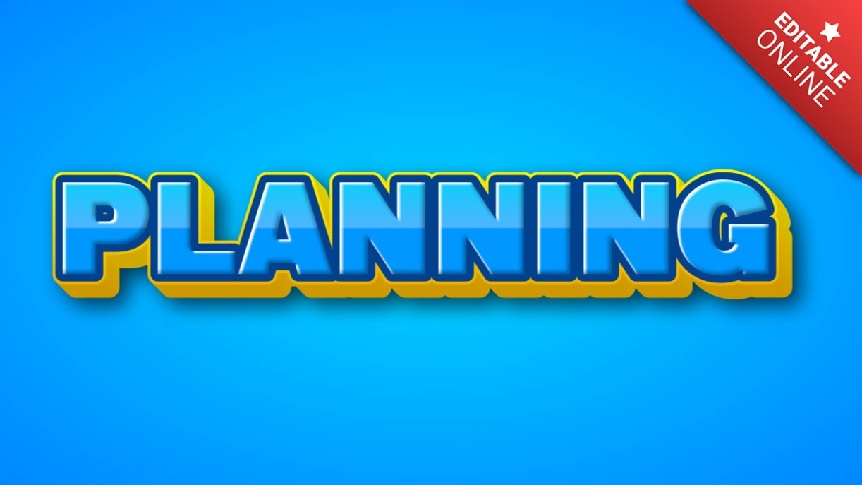 Planning Blue And Yellow 3D With Shiny Text Effect Generator