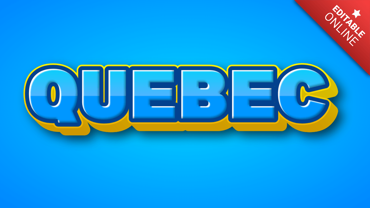 Quebec Blue And Yellow 3D With Shiny Text Effect Generator