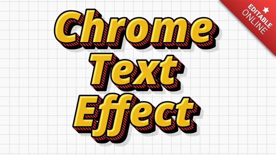 Chrome Text Effect Yellow Striped 3D Text Effect Generator