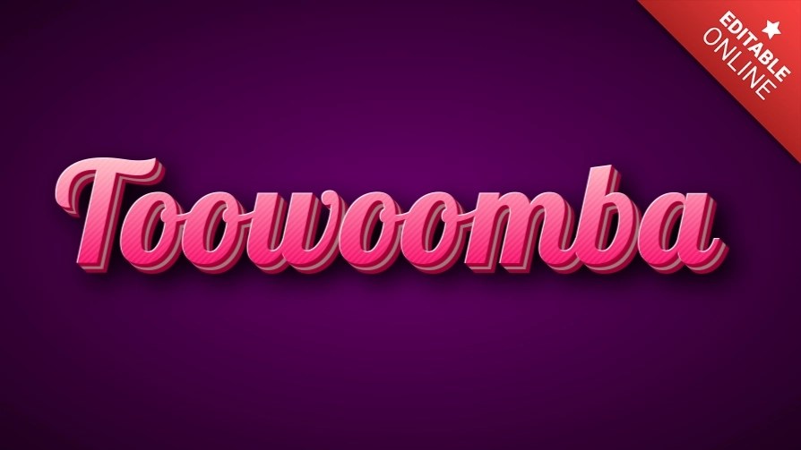 Toowoomba Pink 3D Text Effect Generator