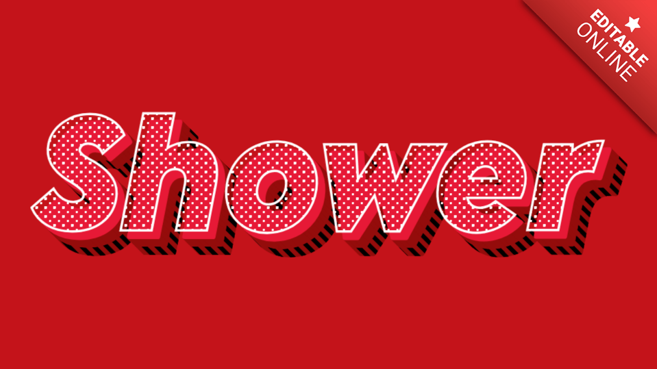 Shower Pop Art Red 3D Text Effect Generator